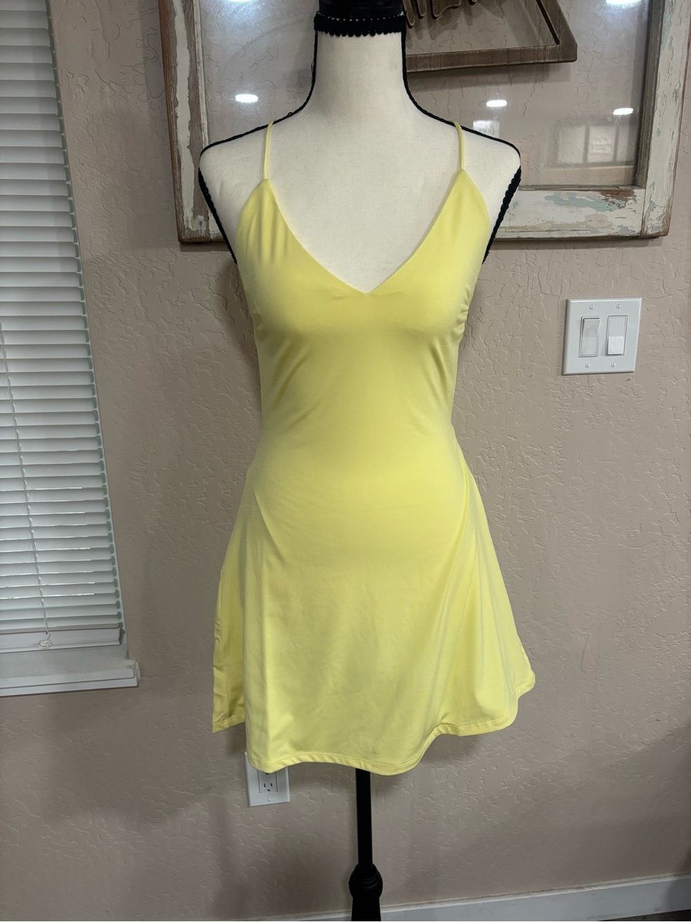 Love Tree Sunny Yellow V-Neck Spaghetti Strap Slip Dress